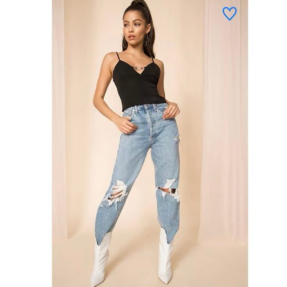 Superdown Black V Neck Zip Adjustable Strap Buckle Camisole Tank Top Size M - Picture 4 of 8